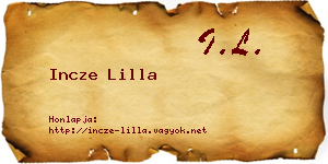 Incze Lilla névjegykártya